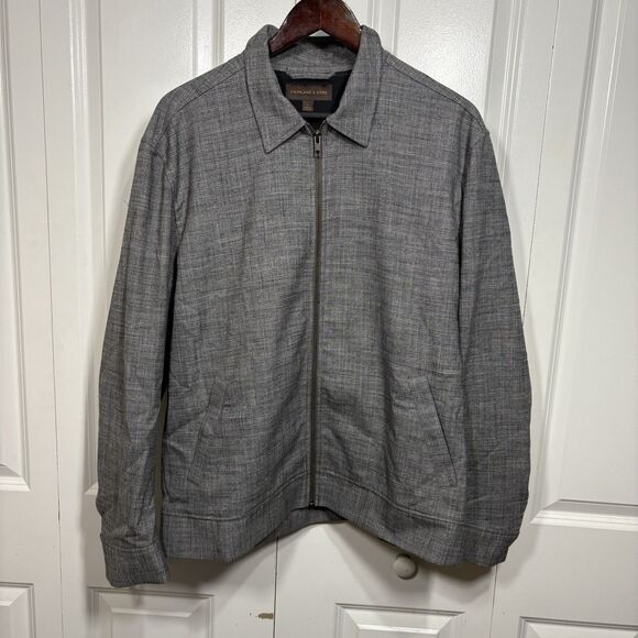 Fairlane & Sons Gray Zip Jacket Men L Lightweight Modern Textured Minimalist - Picture 1 of 7